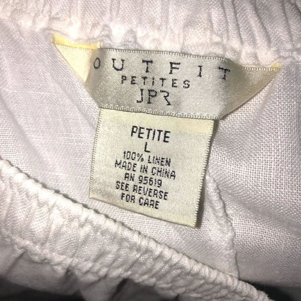 Outfit Petite JPR Womens Large White Linen Elastic Waist Pull On Straight Pants - Picture 8 of 9